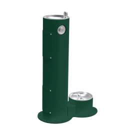Outdoor Pedestal Fountain With Pet Station Non-Filtered Non-Refrigerated Freeze Resistant Evergreen, LK4400DBFRKEVG