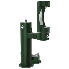 Outdoor Ezh2O Lower Bottle Filling Station Bi-Level Pedestal With Pet Station Non-Filtered Non-Refrigerated Evergreen, LK4420BF1LDBEVG