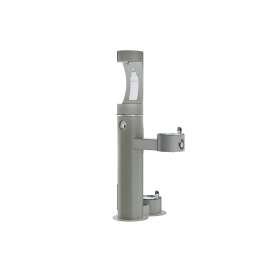 Outdoor Ezh2O Upper Bottle Filling Station Bi-Level Pedestal With Pet Station Non-Filtered Non-Refrigerated Gray, LK4420BF1UDBGRY