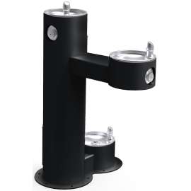 Outdoor Bi-Level Pedestal Fountain With Pet Station Non-Filtered Non-Refrigerated Freeze Resistant Black, LK4420DBFRKBLK