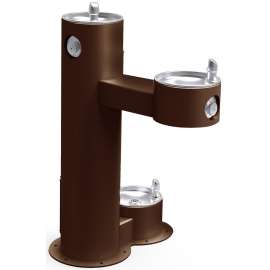 Outdoor Bi-Level Pedestal Fountain With Pet Station Non-Filtered Non-Refrigerated Freeze Resistant Brown, LK4420DBFRKBRN