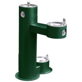 Outdoor Bi-Level Pedestal Fountain With Pet Station Non-Filtered Non-Refrigerated Freeze Resistant Evergreen, LK4420DBFRKEVG