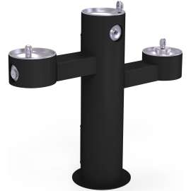 Outdoor Tri-Level Pedestal Fountain Non-Filtered Non-Refrigerated Freeze Resistant Black, LK4430FRKBLK