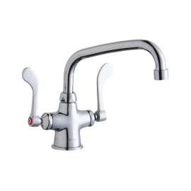 Single Hole With Concealed Deck Faucet With 8" Arc Tube Spout 4" Wristblade Handles Chrome, LK500AT08T4