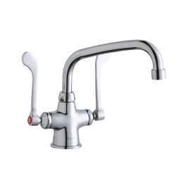 Single Hole With Concealed Deck Faucet With 8" Arc Tube Spout 6" Wristblade Handles Chrome, LK500AT08T6