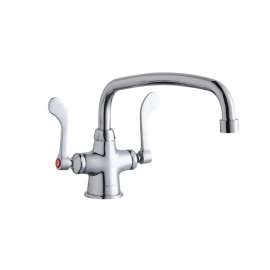 Single Hole With Concealed Deck Faucet With 12" Arc Tube Spout 4" Wristblade Handles Chrome, LK500AT12T4