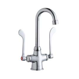 Single Hole With Concealed Deck Faucet With 4" Gooseneck Spout 6" Wristblade Handles Chrome, LK500GN04T6