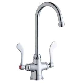Single Hole With Concealed Deck Faucet With 5" Gooseneck Spout 4" Wristblade Handles Chrome, LK500GN05T4
