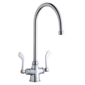 Single Hole With Concealed Deck Faucet With 8" Gooseneck Spout 4" Wristblade Handles Chrome, LK500GN08T4
