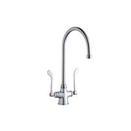 Single Hole With Concealed Deck Faucet With 8" Gooseneck Spout 6" Wristblade Handles Chrome, LK500GN08T6