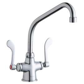 Single Hole With Concealed Deck Faucet With 8" High Arc Spout 4" Wristblade Handles Chrome, LK500HA08T4