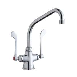 Single Hole With Concealed Deck Faucet With 8" High Arc Spout 6" Wristblade Handles Chrome, LK500HA08T6