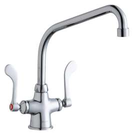 Single Hole With Concealed Deck Faucet With 10" High Arc Spout 4" Wristblade Handles Chrome, LK500HA10T4