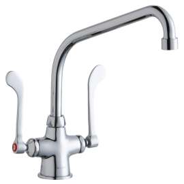 Single Hole With Concealed Deck Faucet With 10" High Arc Spout 6" Wristblade Handles Chrome, LK500HA10T6