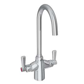 Single Hole With Concealed Deck Laminar Flow Faucet With 5" Gooseneck Spout 2" Lever Handles Chrome, LK500LGN05L2