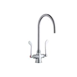Single Hole With Concealed Deck Laminar Flow Faucet With 8" Gooseneck Spout 6" Wristblade Handles Chrome, LK500LGN08T6