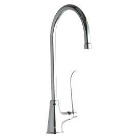 Single Hole With Single Control Faucet With 8" Gooseneck Spout 6" Wristblade Handle Chrome, LK535GN08T6