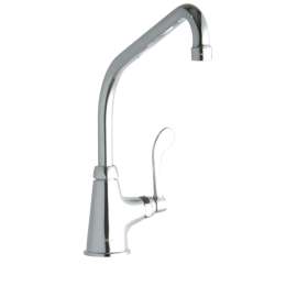 Single Hole With Single Control Faucet With 10" High Arc Spout 4" Wristblade Handle Chrome, LK535HA10T4