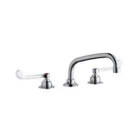 8" Centerset With Concealed Deck Faucet With 8" Arc Tube Spout 6" Wristblade Handles Chrome, LK800AT08T6