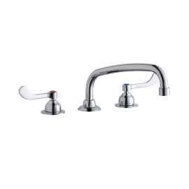 8" Centerset With Concealed Deck Faucet With 10" Arc Tube Spout 4" Wristblade Handles Chrome, LK800AT10T4