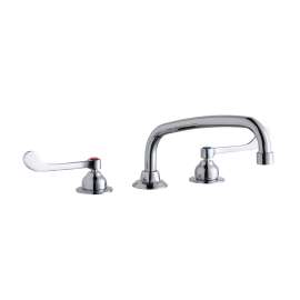 8" Centerset With Concealed Deck Faucet With 10" Arc Tube Spout 6" Wristblade Handles Chrome, LK800AT10T6
