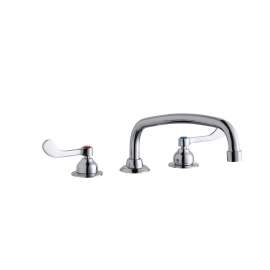 8" Centerset With Concealed Deck Faucet With 12" Arc Tube Spout 4" Wristblade Handles Chrome, LK800AT12T4