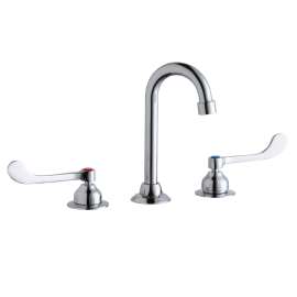 8" Centerset With Concealed Deck Faucet With 4" Gooseneck Spout 6" Wristblade Handles Chrome, LK800GN04T6