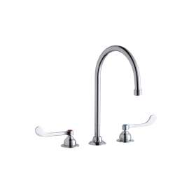 8" Centerset With Concealed Deck Faucet With 8" Gooseneck Spout 6" Wristblade Handles Chrome, LK800GN08T6