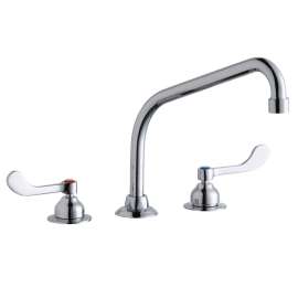 8" Centerset With Concealed Deck Faucet With 10" High Arc Spout 4" Wristblade Handles Chrome, LK800HA10T4