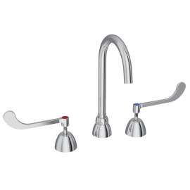 8" Centerset With Concealed Deck Laminar Flow Faucet With 5" Gooseneck Spout 6" Wristblade Handles Chrome, LK800LGN05T6