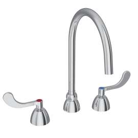 8" Centerset With Concealed Deck Laminar Flow Faucet With 8" Gooseneck Spout 4" Wristblade Handles Chrome, LK800LGN08T4