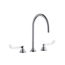 8" Centerset With Concealed Deck Laminar Flow Faucet With 8" Gooseneck Spout 6" Wristblade Handles Chrome, LK800LGN08T6