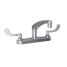 8" Centerset With Exposed Deck Faucet With 8" Arc Tube Spout 4" Wristblade Handles Chrome, LK810AT08T4