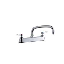 8" Centerset With Exposed Deck Faucet With 10" Arc Tube Spout 2" Lever Handles Chrome, LK810AT10L2