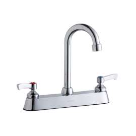 8" Centerset With Exposed Deck Faucet With 4" Gooseneck Spout 2" Lever Handles Chrome, LK810GN04L2