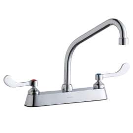 8" Centerset With Exposed Deck Faucet With 8" High Arc Spout 4" Wristblade Handles Chrome, LK810HA08T4