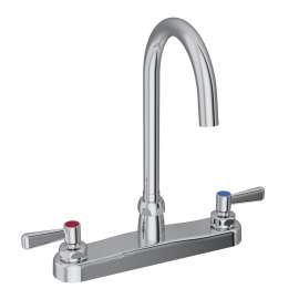 8" Centerset With Exposed Deck Laminar Flow Faucet With 5" Gooseneck Spout 2" Lever Handles Chrome, LK810LGN05L2