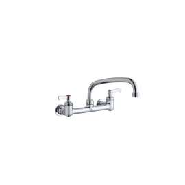 Foodservice 8" Centerset Wall Mount Faucet With 10" Arc Tube Spout 2" Lever Handles 1/2" Offset Inlets Chrome, LK940AT10L2H