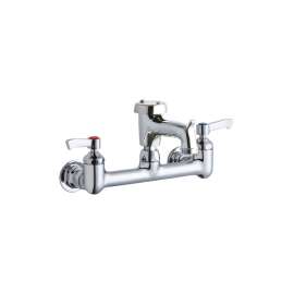 8" Centerset Wall Mount Faucet With 3" Bucket Hook Spout 2" Lever Handles 1/2" Offset Inlets Polished Chrome, LK940BP03L2H