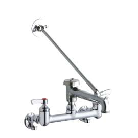 8" Centerset Wall Mount Faucet With 7" Bucket Hook Spt 2In Lever Handles 1/2" Offset Inlets+Stop Polished Chrome, LK940BP07L2S