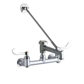 8" Centerset Wall Mount Faucet With 7" Bucket Hook Spt 4" Wristblade Handles 1/2" Offset Inlets Rough Chrome, LK940BR07T4H