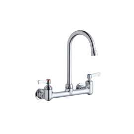 Scrub/Handwash 8" Centerset Wall Mount Faucet With 5" Gooseneck Spout 2" Lever Handles 1/2" Offset Inlets, LK940GN05L2H