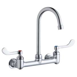 Scrub/Handwash 8" Centerset Wall Mount Faucet W/5" Gooseneck Spout 4" Wristblade Handles 1/2" Offset Inlet, LK940GN05T4H