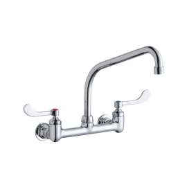 Foodservice 8" Centerset Wall Mount Faucet With 10" High Arc Spout 4" Wristblade Handles 1/2" Offset Inlets, LK940HA10T4H