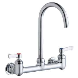8" Centerset Deck Mount Laminar Flow Faucet W/5" Gooseneck Spout 2In Lever Handles 1/2" Offset Inlet Chrome, LK940LGN05L2H