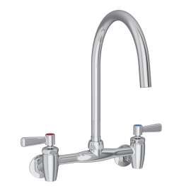 8" Centerset Deck Mount Laminar Flow Faucet With 8" Gooseneck Spout 2" Lever Handles 1/2" Offset Inlets+Stop, LK940LGN08L2S