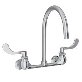 8" Centerset Deck Mount Laminar Flow Faucet With 8" Gooseneck Spout 4" Wristblade Handles 1/2" Offset Inlets, LK940LGN08T4H