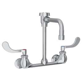 Service/Utility 8" Centerset Wall Mount Faucet With 7" Vented Spout 4" Wristblade Handles 1/2" Offset Inlets, LK940VS07T4H