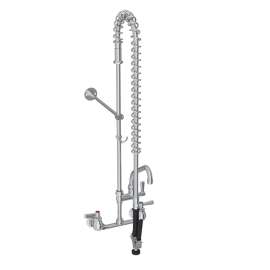 8" Centerset Wall Mount Faucet 44" Flexible Hose With 1.2 Gpm Spray Head + 8" Arc Tube Spout 2" Lever Handles, LK943AF08LC