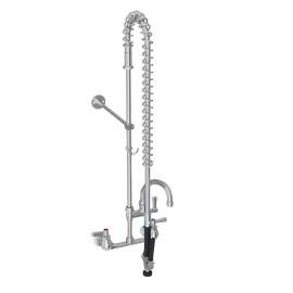 8" Centerset Wall Mount Faucet 44" Flexible Hose With 1.2 Gpm Spray Head + 10" Arc Tube Spout 2" Lever Handles, LK943AF10LC